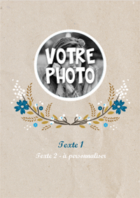 Carte personnalisable avec fleurs bleues