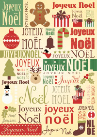 Symboles de Noël sur une carte papier