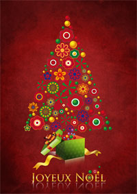 Le sapin fleuri sur fond pourpre