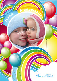 Carte anniversaire en arc-en-ciel