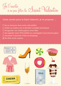 Carton d'invitation Saint Valentin pour les filles