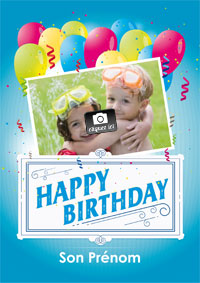 Carte personnalisable avec photo Happy Birthday
