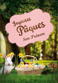 Joyeuses Pâques, lapin et poussins