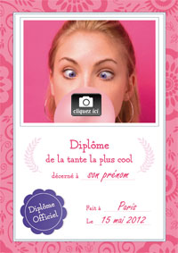Diplôme de la tante la plus cool