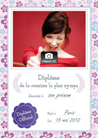 Diplôme de la cousine la plus sympa
