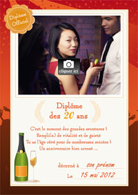 Diplôme des 20 ans personnalisable