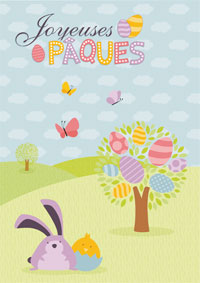 Carte imprimée tendre et joyeuse pour Pâques