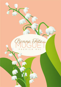 Carte fleurie, bonne fête du Muguet