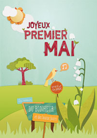 Carte premier mai papier, bonheur et beaux jours