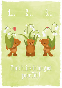 Trois brins de muguet, oursons malicieux