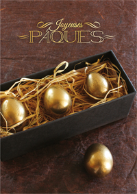 Carte oeufs de Pâques dorés